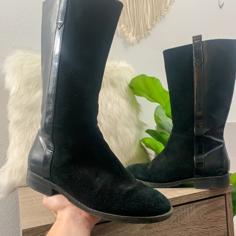 Land's End Tall Boots Leather/Suede Black Size